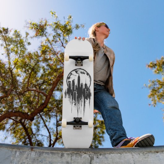 Cityscape monochromatische Logo Persoonlijk Skateboard (Buiten 1)