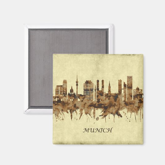 Cityscape München Duitsland Magneet (Voorkant / Achterkant)