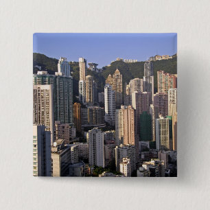 Cityscape of Hong Kong, China Vierkante Button 5,1 Cm