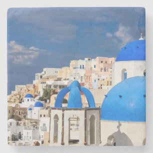 Cityscape of Santorini, Griekenland Stenen Onderzetter