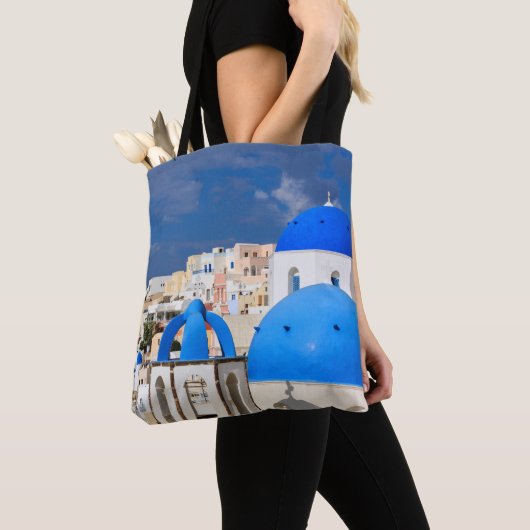 Cityscape of Santorini, Griekenland Tote Bag (Dichtbij)