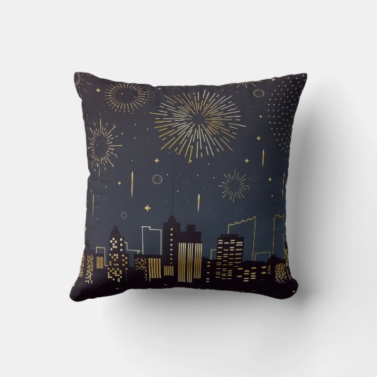 Cityscape omtrek met vuurwerk kussen (Achterkant)