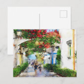 Cityscape Puerto de Morgan op Gran Canaria. Verf. Briefkaart (Voorkant / Achterkant)