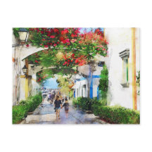 Cityscape Puerto de Morgan op Gran Canaria. Verf.