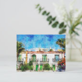 Cityscape Puerto de Morgan op Gran Canaria. Verf. Briefkaart (Staand voorkant)