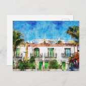 Cityscape Puerto de Morgan op Gran Canaria. Verf. Briefkaart (Voorkant / Achterkant)