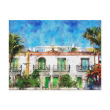 Cityscape Puerto de Morgan op Gran Canaria. Verf.