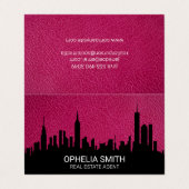 Cityscape Real Estate Agent | Roze leder Visitekaartje (Buitenkant ongevouwen)