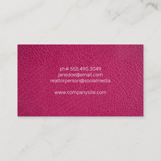 Cityscape Real Estate Agent | Roze leder Visitekaartje (Achterkant)