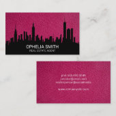 Cityscape Real Estate Agent | Roze leder Visitekaartje (Voorkant / Achterkant)