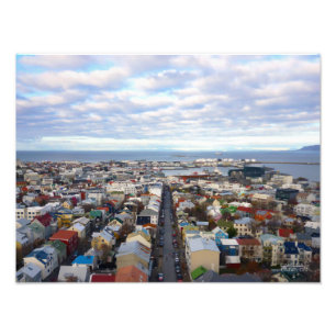 Cityscape/Reykjavik, IJsland Foto Afdruk