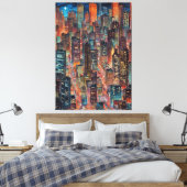 Cityscape 's nachts Canvas Print (Insitu (Slaapkamer))