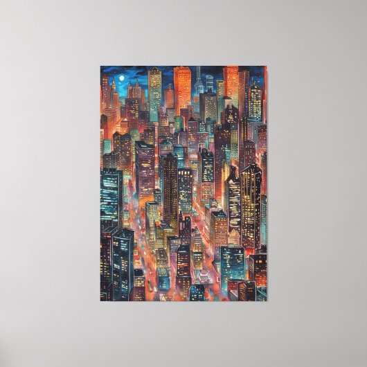 Cityscape 's nachts Canvas Print (Voorkant)