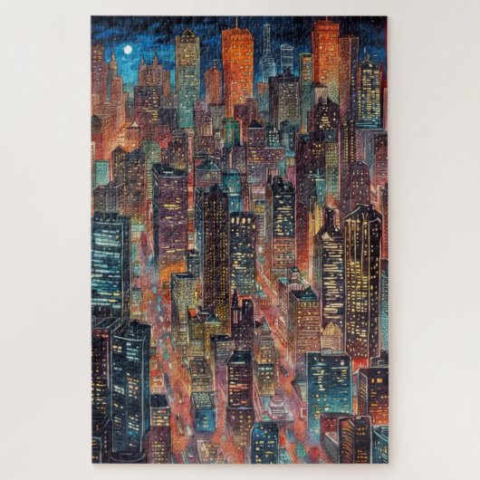 Cityscape 's nachts puzzel (Verticaal)