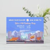 Cityscape Schaats Park Birthday Party  Kaart (Staand voorkant)