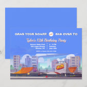 Cityscape Schaats Park Birthday Party  Kaart (Voorkant / Achterkant)