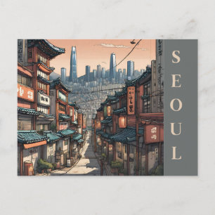 Cityscape  Seoul Zuid-Korea Reizen Aziatisch Briefkaart