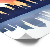 Cityscape Silhouette at Sunset Reflection Poster (Hoek)