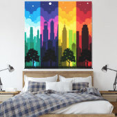 Cityscape Silhouette Seizoenen Canvas Afdruk (Insitu (Slaapkamer))