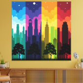 Cityscape Silhouette Seizoenen Canvas Afdruk (Insitu (Woonkamer))
