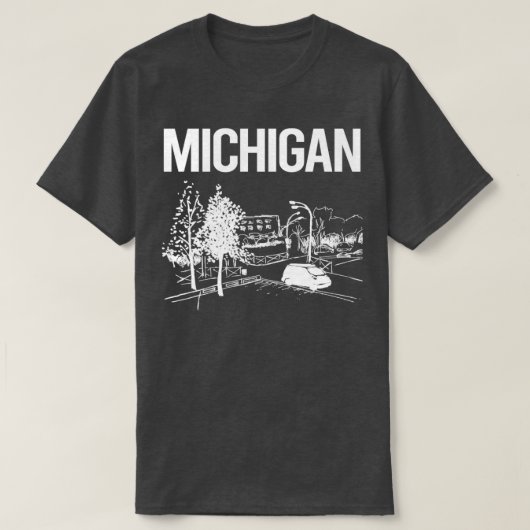 Cityscape Sketch Michigan T-shirt (Design voorkant)