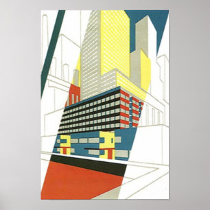 Cityscape Skyscrapers Concrete architectuur Poster