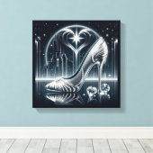 CityScape, stiletto's en diamanten Canvas Afdruk (Insitu (Houten vloer))