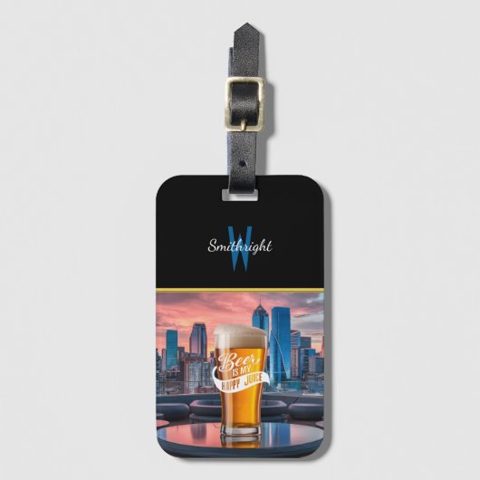 Cityscape Sunset Bier Bagagelabel (Voorkant (verticaal))