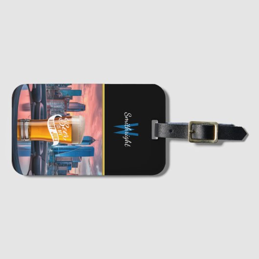 Cityscape Sunset Bier Bagagelabel (Voorkant (horizontaal))