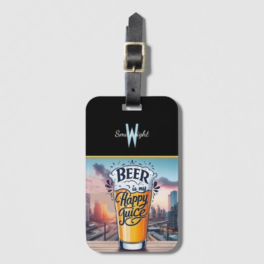 Cityscape Sunset Bier Proost Bagagelabel (Voorkant (verticaal))