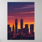 Cityscape Sunset Silhouet Poster (Voorkant)