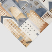 Cityscape tekening naturals en blauw tissuepapier (Detail)