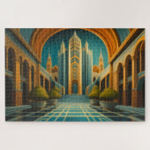 Cityscape Uitzicht gedempte kleuren Art Deco stijl Legpuzzel (Horizontaal)