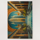 Cityscape Uitzicht gedempte kleuren Art Deco stijl Legpuzzel (Verticaal)