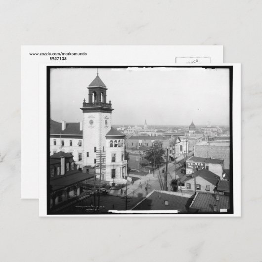 Cityscape Uitzicht van Jacksonville, FL 1904 Vinta Briefkaart (Voorkant / Achterkant)