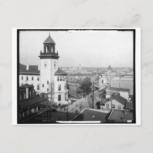 Cityscape Uitzicht van Jacksonville, FL 1904 Vinta Briefkaart (Voorkant)