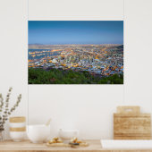 Cityscape van de top van Signal Hill in Dusk Poster (Keuken)