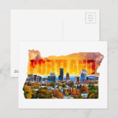 Cityscape van Portland Oregon in het Overzicht van Briefkaart (Voorkant / Achterkant)