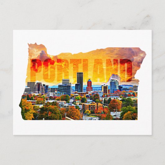 Cityscape van Portland Oregon in het Overzicht van Briefkaart (Voorkant)