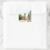 Cityscape waterverf schilderij vierkante sticker (Tas)