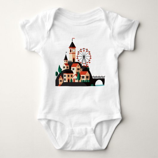 Cityscape with Ferris wheel Baby Bodysuit (Voorkant)
