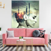Cityscape Women Canvas Afdruk (Insitu (Woonkamer))