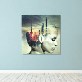 Cityscape Women Canvas Afdruk (Insitu (Houten vloer))
