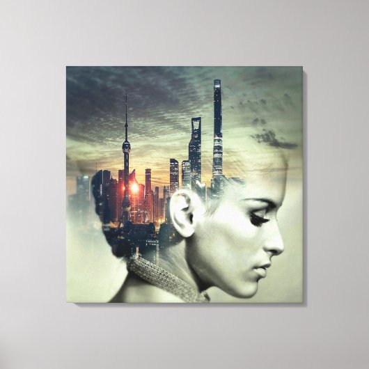 Cityscape Women Canvas Afdruk (Voorkant)