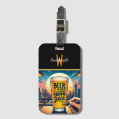 Cityscape Zonsondergang Met een Pint Gelukkig Sap Bagagelabel (Voorkant (verticaal))