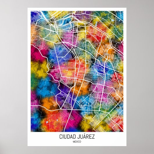 Ciudad Juárez Mexico Kaart Poster (Voorkant)