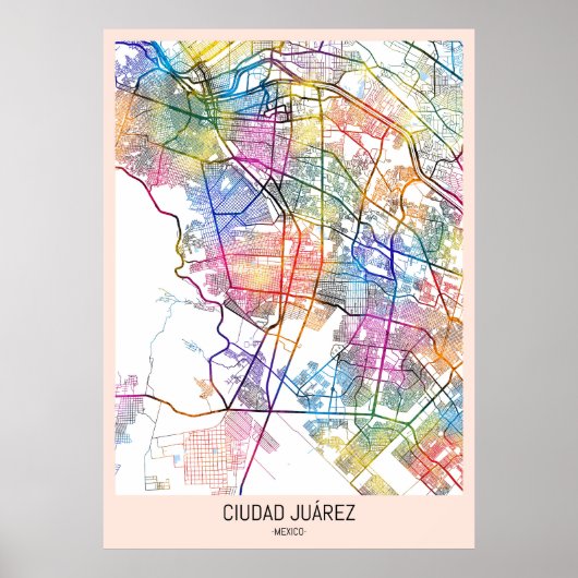 Ciudad Juárez Mexico Map Poster (Voorkant)