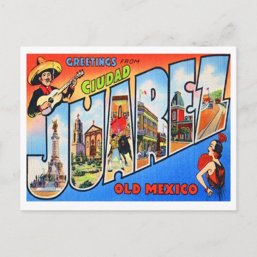 Ciudad Juarez Oud Mexico Briefkaart (Voorkant)
