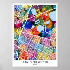 Ciudad Nezahualcóyotl Mexico City Kaart Poster