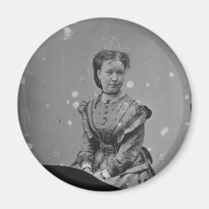 Cival War Era Tin Type Foto van onbekende dame Magneet